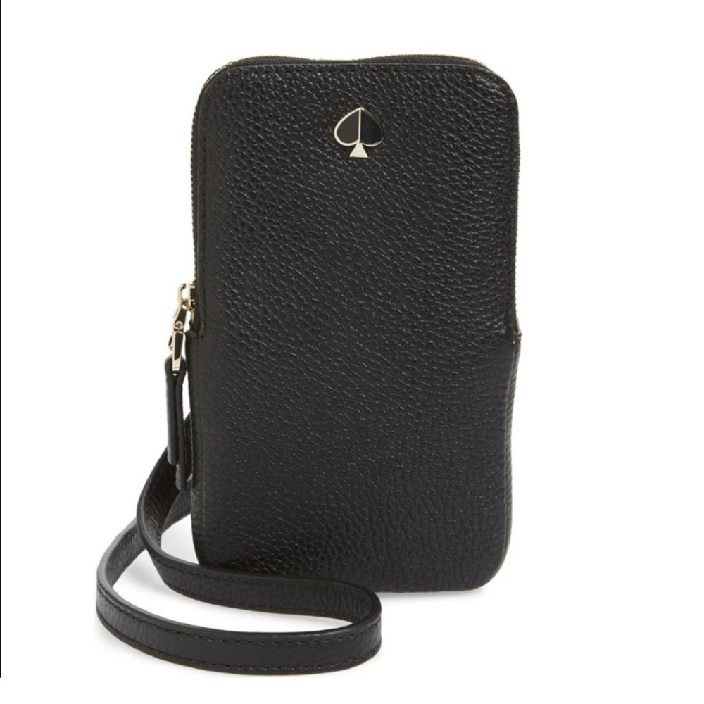 Vintage Kate Spade Black Pebbled Leather Phone Crossbody